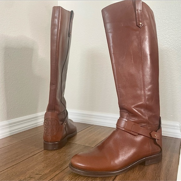 Rare Tory Burch riding boots knee high boots leather boots heel boots zip up - Picture 1 of 16